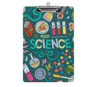 Cartoon Science Theme Clipboard Sturdy Low Profile Clip Clipboards Hanging Hole with Hanging Clipboard Acrylic Clip Board Holds 100 Sheets12.5x8.5In
