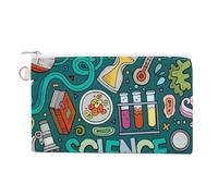 Cartoon Science Theme Coin Purse Lightweight Change Purse Mini Zipper Tool Bag Canvas Coin Wallets,Women Men