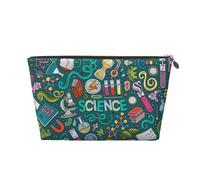 Cartoon Science Theme Leather Travel Toiletry Bag, Makeup Cosmetic Pouch with All-Over Print,Leather Material,Water-Resistant,Large Capacity Organizer for Women Men