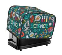 Cartoon Science Theme Print 4-Slice Toaster Cover Dustproof Waterproof Kitchen Appliance Protection Daily Use