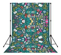 Cartoon Science Theme Print 5×7ft Photo Backdrop, Seamless Background Cloth For Studio And Portrait Photography Wedding Party