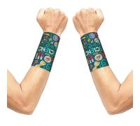 Cartoon Science Theme Print Breathable Compression Wrist Band, Elastic Sweat Wrist Bands For Tennis, Gym Daily