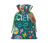 Cartoon Science Theme Print Christmas Drawstring Gift Bags Birthday Sacks With For Xmas Wedding Party Favors