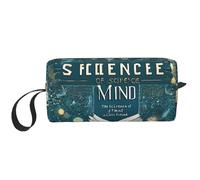 (Cartoon Science Theme) Print Compact Travel Pouch - Lightweight Handheld Organizer, 600d Oxford Fabric & Foam Padding, Gym Essentials