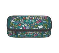 Cartoon Science Theme Print Fashionable Functional Pencil Case Convenient Daily Use Storage Makeup Toiletries