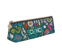 Cartoon Science Theme Print Student Pencil Case Large Capacity Triangle Pouch Daily Essentials School College