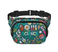 Cartoon Science Theme Print Unisex Square Double Layer Waist Bag Crossbody Fanny Pack Travel Workout Accessory, Black, One Size, Black, One Size