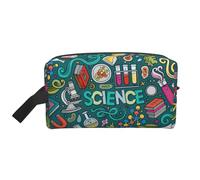 Cartoon Science Theme Printed Big Capacity Storage Bag, Portable Toiletry Organizer with Secure Zipper Closure