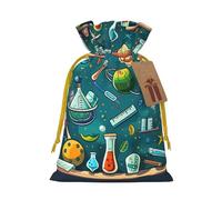 Cartoon Science Theme Printed Christmas Drawstring Gift Bags-Xmas Wrapping Bags,Candy Bag,For Holiday Party Decorations,Wedding Party Supplies S Yellow Christmas Ribbon