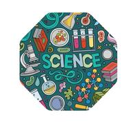 Cartoon Science Theme Printed Coasters Set of 4, Tabletop Protection Leather Coasters for Cup Drinks Coffee Pads Beer Bar Mat Gifts, Octagon