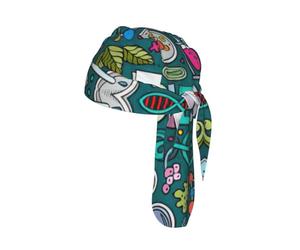 Cartoon Science Theme Printed Cycling Bandana Cap, Quick Dry Breathable Helmet Liner Do Rag for Men Women Outdoor