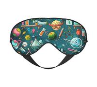 Cartoon Science Theme Printed Eye Mask,Blackout Sleep & Eye Mask for Women,Sleep Mask with Adjustable Strap, Suitable for Both Bedtime and Travel
