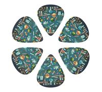 Cartoon Science Theme Printed Guitar Picks -6 Pcs Guitar Picks Plectrum,Guitar Accessories,Electric Guitar Pick, Bass & Ukulele 0.71mm