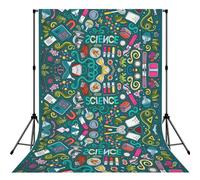 Cartoon Science Theme Printed Professional Photo Drapes, Matte Polyester Background, Wedding Party Studio Banner