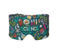 Cartoon Science Theme Printed Sleeping Blindfold, Padded Ear Warmer Mask, Adjustable Head Wrap, for Deep Relaxation