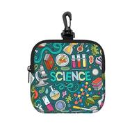 Cartoon Science Theme, Square Zipper Storage Bag, Neoprene Coin Purse, Small Wallets, Change Pouch, Change Purse
