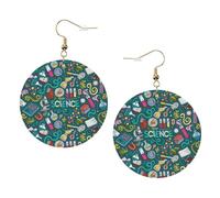 Cartoon Science Theme Trendy Leather Earrings For Women Dangle 1 Pair Lightweight Printed Piercing Earrings Jewelry Gifts For Women Girls
