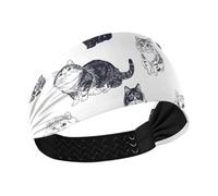 Cartoon Scottish Foldcats White Cooling extra wide headbands for women Stretchy hair bands for Cycling Gym washing face FootballColorful Duchshund Dog Stars