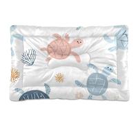 Cartoon Sea Animal Turtle Washable Dog Bed Mat Soft Comfortable Anti-Slip Bottom Cat Kennel Crate Pad for Large Jumbo Medium Small Dogs 36" x 24"