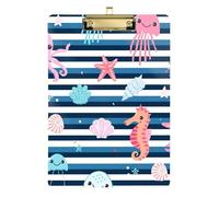 Cartoon Sea Animals Octopus Acrylic Clipboards Cute Clip Board A4 Standard Size Clip Board with Low Profile Metal Clip for Women Men Office Supplies