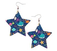 Cartoon Sea Fish Printed Leather Pierced Earring Set, 1 Pair Lightweight Bohemian Earrings Birthday Party Jewelry Gifts For Women