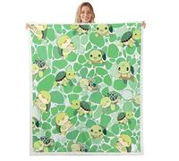 Cartoon Sea Turtle Bed Blanket,Lovely Tortoise Ocean Animal Graffiti Flannel Blanket,Geometric Circle Stone Green Marble Print Fleece Blanket for Kids Sofa Dorm Decor,Throw 50"x60"
