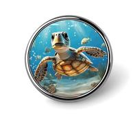 Cartoon Sea Turtle Lapel Pin Brooches Round Fashion Brooch Pin Cute Button Badges Alloy Button Pins Enamel Pins Metal Pinback for Hat Shirt Clothing Bags