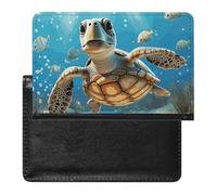 Cartoon Sea Turtle Passport Holder Slim Travel Wallet RFID Blocking Card Case Cover Passport Cover Protector Essentials with Credit Card Slots for Women/Men, Cartoon Sea Turtle, One Size, Modern