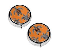 Cartoon Sea Turtle Print Pill Box 3 Compartment Medicine Pill Case,Portable for Pocket Or Purse Pill Organizer Decorative Metal Medicine Vitamin Organizer Unique Gift
