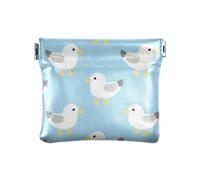 Cartoon Seagull Blue Fashion Women's Small Leather Coin Purse Unique Clasp Wallet Card Holder for Women soporte de monedas para
