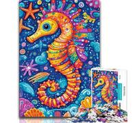 Cartoon Seahorse 1000 Piece Jigsaw Puzzle for Adults Teens,Educational Games Wall Decoration Unique Birthday And Xmas Gifts (38x26cm)