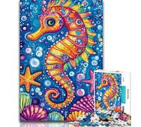 Cartoon Seahorse 1000 Pieces Jigsaw Puzzle For Adults Teens,Help The Brain Exercise Addictive Toys to Cultivate Patience Unique Challenge Game (38x26cm)
