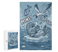 Cartoon Seal And Seagull Fish Dispute - Wooden Brain Teaser for Adults, 1000 PCS, Thoughtful Present; for Shared Table Time