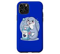 Cartoon Seal Drinking Blueberry Milk Japanese Cute Kawaii Case for iPhone 11 Pro