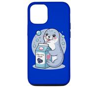 Cartoon Seal Drinking Blueberry Milk Japanese Cute Kawaii Case for iPhone 12/12 Pro