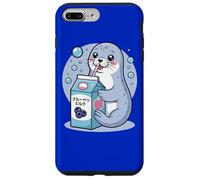Cartoon Seal Drinking Blueberry Milk Japanese Cute Kawaii Case for iPhone 7 Plus/8 Plus