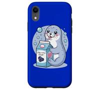 Cartoon Seal Drinking Blueberry Milk Japanese Cute Kawaii Case for iPhone XR