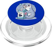 Cartoon Seal Drinking Blueberry Milk Japanese Cute Kawaii PopSockets PopGrip for MagSafe