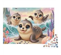 Cartoon Seal Ocean World 1000 Piece Jigsaw Puzzle for Adults Jigsaw Puzzle Set Relaxation Decoration 70x50cm/1000pcs