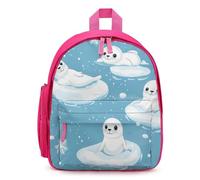 Cartoon Seals Snowflakes Small Backpack Cute Mini Shoulder Bag 12.6 × 9.4 × 5.9 Inches Daypack