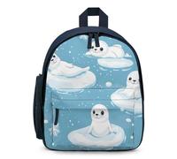 Cartoon Seals Snowflakes Small Backpack Cute Mini Shoulder Bag 12.6 × 9.4 × 5.9 Inches Daypack