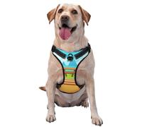 Cartoon Seaside Park Dog Harness for Small, Medium, and Large Dogs â€“ Reflective Straps, Adjustable Fit with Quick-Release Buckles