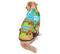 Cartoon Seaside Park Dog Hoodie for Medium and Large Dogs â€“ Soft Polyester Pet Clothes, Suitable for All Seasons