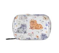 Cartoon Selkirk Rex Cats White Bags with Detachable Compartments, 7 Day Pill Organizer for Wallet