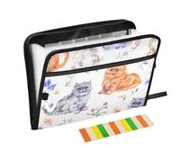 Cartoon Selkirk Rex Cats White Hanging Expandable File 13 Pockets A4 Letter Size with Zipper Closure for Expandable File Folder Organizer