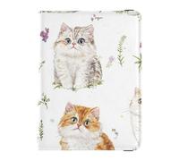 Cartoon Selkirk Rex Cats White Leather Passport Card Holder Cover Combo Passport Case Travel Documents Wallet Cute Passport Book Lightweight, cartoon Selkirk Rex cats white, One Size