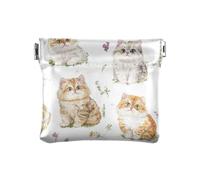 Cartoon Selkirk Rex Cats White Women's Small Leather Coin Purse Wallet Convenient Change Purse with Clasp for Women Ladies, cartoon Selkirk Rex cats white, One Size, Print Art