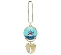 Cartoon Shark Floating in Water Car Hanging Ornament Rear View Mirror Pendant Lucky Presents Hanging Ornament Funny Car Pendant for Office Auto Home Decoration Golden-style