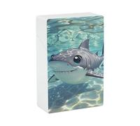 Cartoon Shark Floating in Water Cigarette Case 85mm King Size, Crushproof Plastic Cigarette Box Holder for Men Women Cigar Protective Cover Waterproof Cigarettes Holder 20 Capacity
