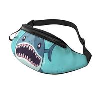 Cartoon shark floating in water Fanny Pack for Men Women, Waterproof Sports Waist Bag Fashion Belt Bag Crossbody Bags Hip Bum Bag with Adjustable Strap Large Sling Bag Purse for Travel Hiking